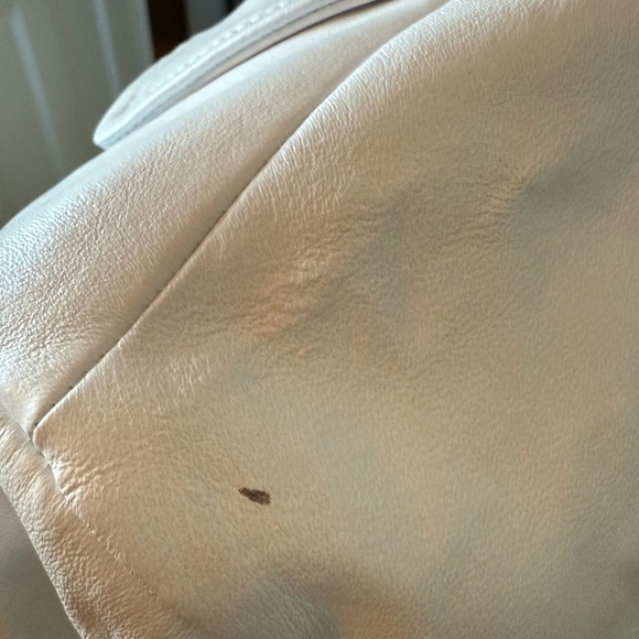 White cropped genuine Leather moto jacket - Picture 15 of 15